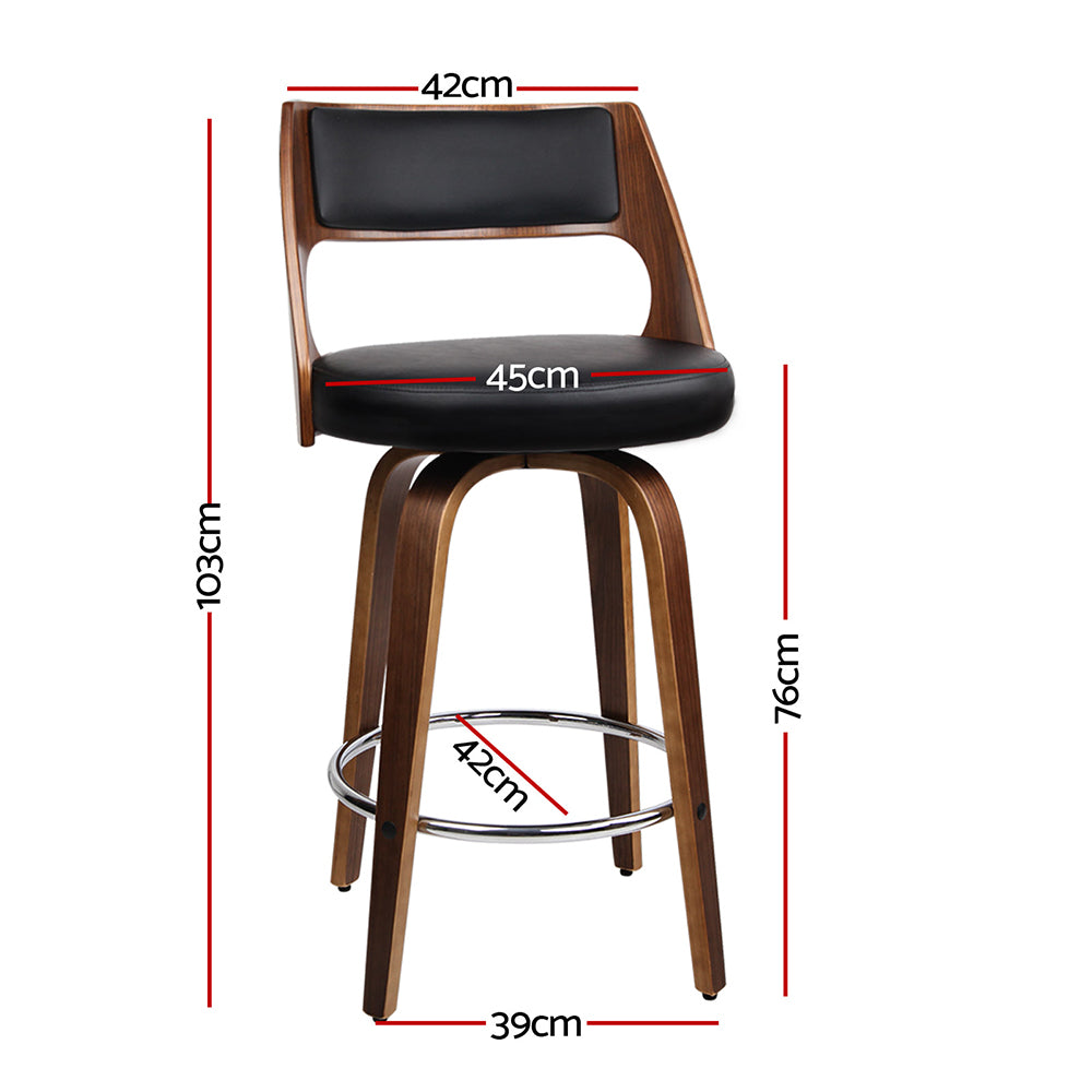 Chair Kingdom 4x Bar Stools Swivel Leather Chair 76cm