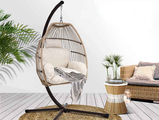 Chair Kingdom Luxury Latte Hanging Swing Chair with Stand