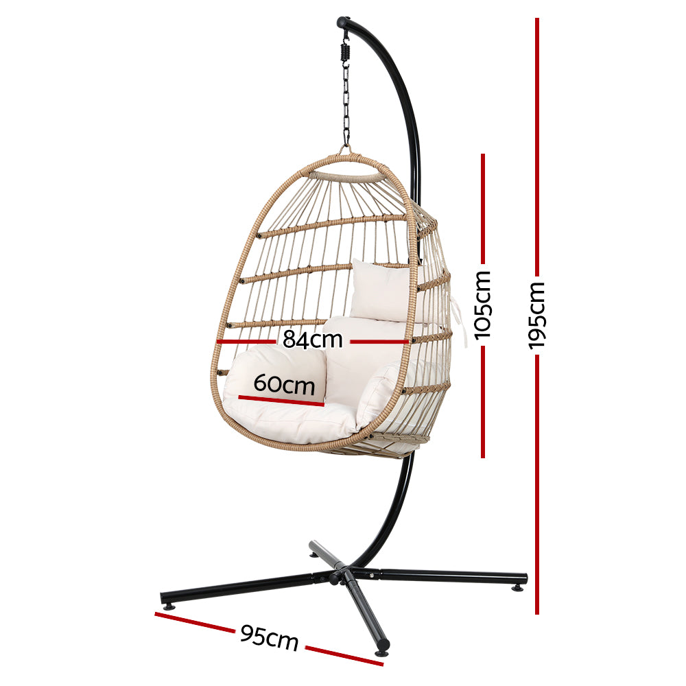 Chair Kingdom Cream Deluxe Egg Swing Chair with Stand