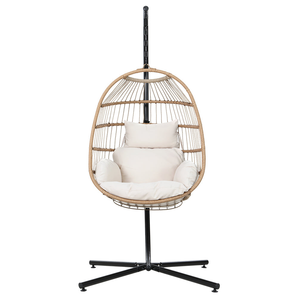 Chair Kingdom Cream Deluxe Egg Swing Chair with Stand