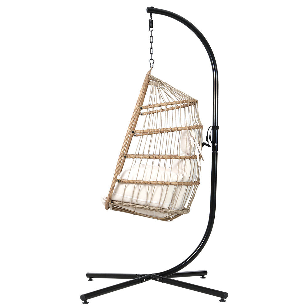 Chair Kingdom Cream Deluxe Egg Swing Chair with Stand