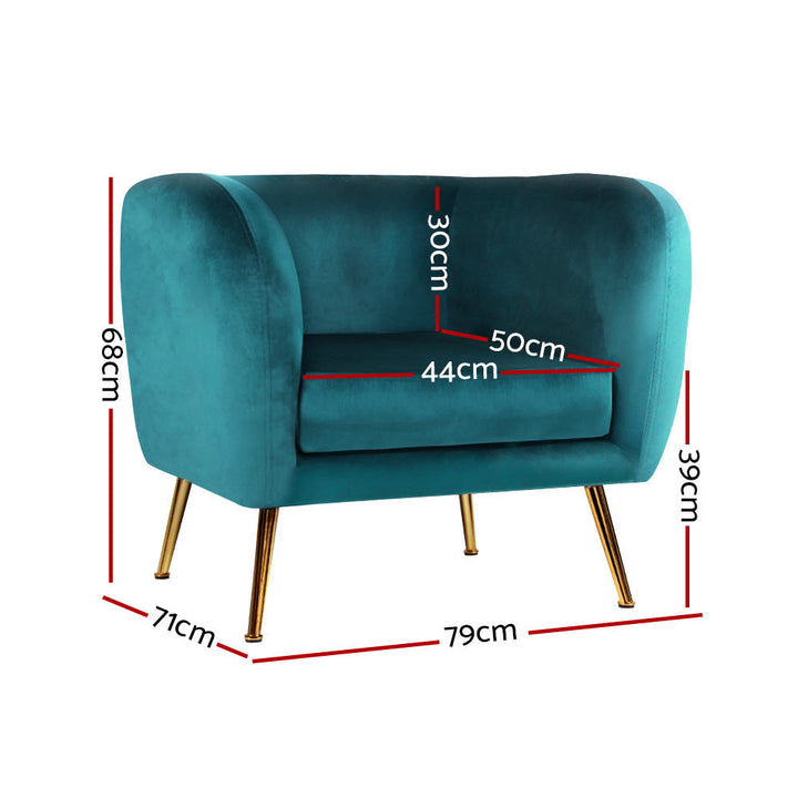 Chair Kingdom   Armchair Lounge Sofa Arm Chair Accent Chairs Armchairs Couch Velvet Green