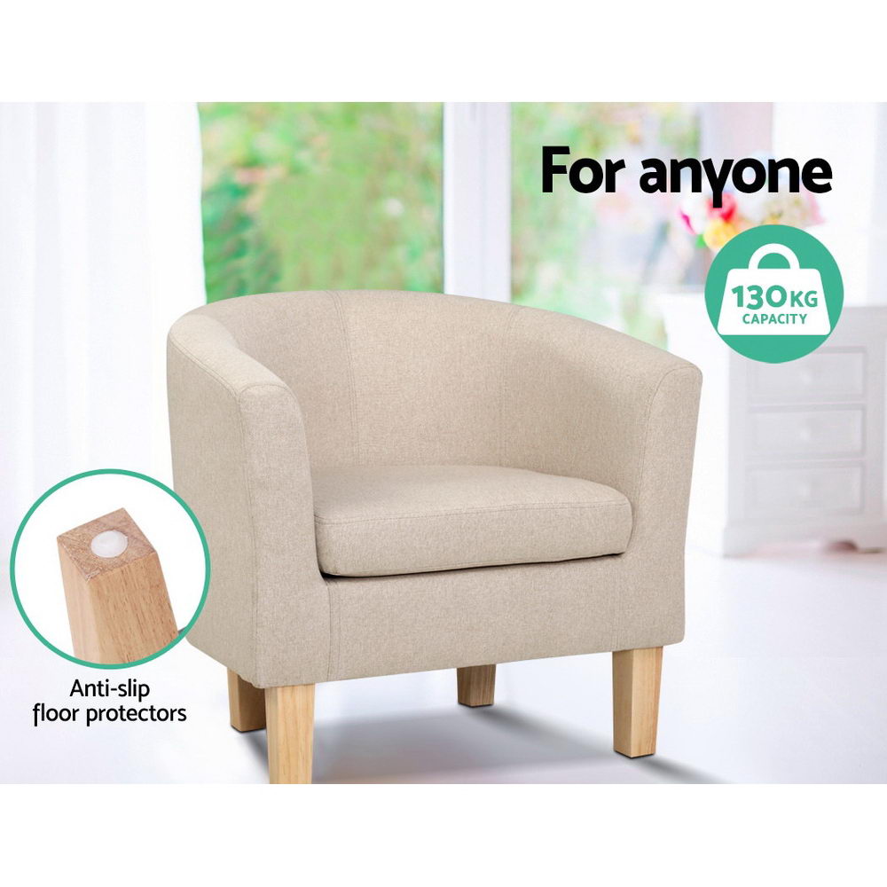 Chair Kingdom   Armchair Lounge Chair Tub Accent Armchairs Fabric Sofa Chairs Beige
