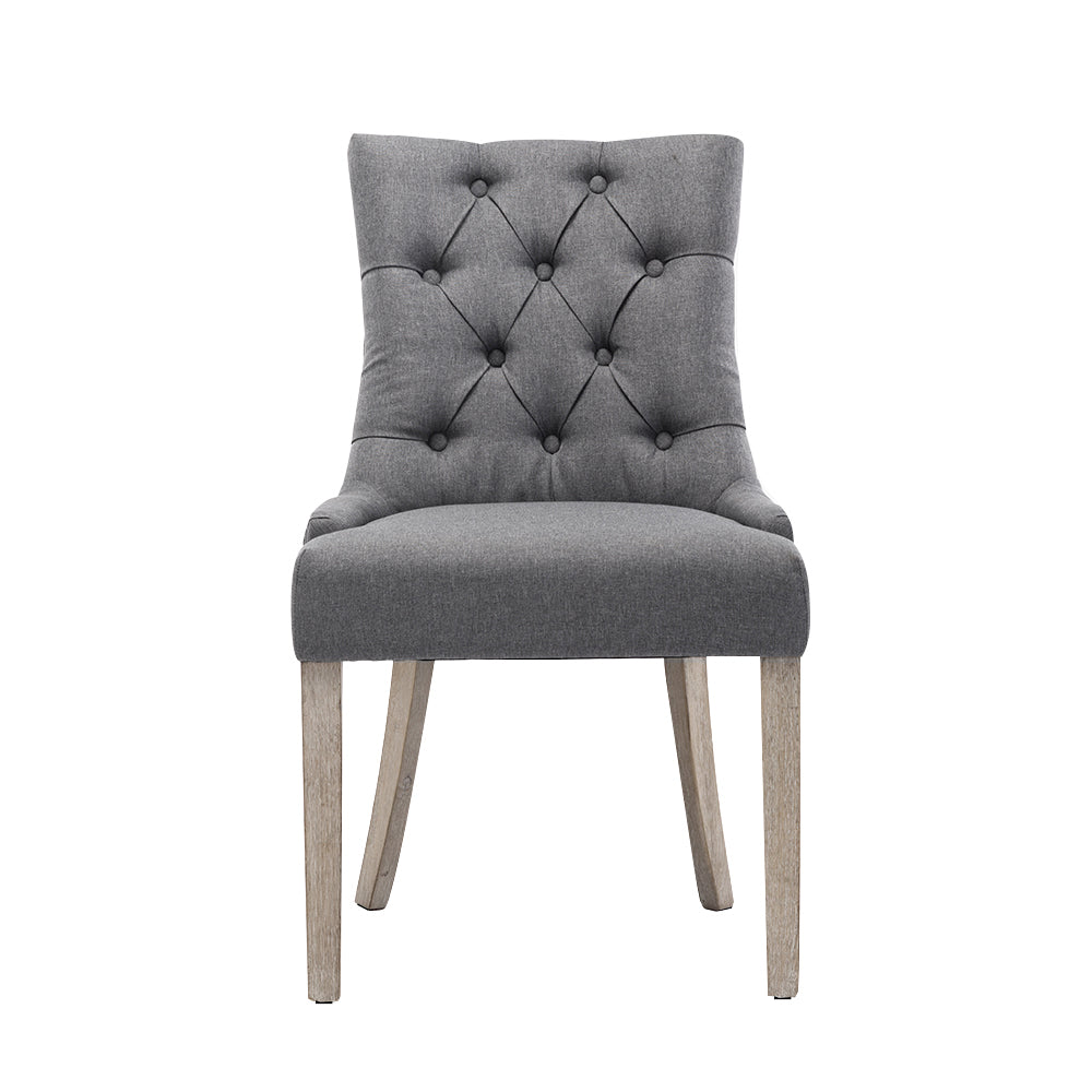 Chair Kingdom Set of 2 Dining Chair CAYES French Provincial  Wooden Fabric Retro Cafe