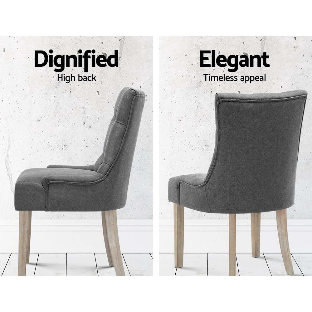 Chair Kingdom Set of 2 Dining Chair CAYES French Provincial  Wooden Fabric Retro Cafe