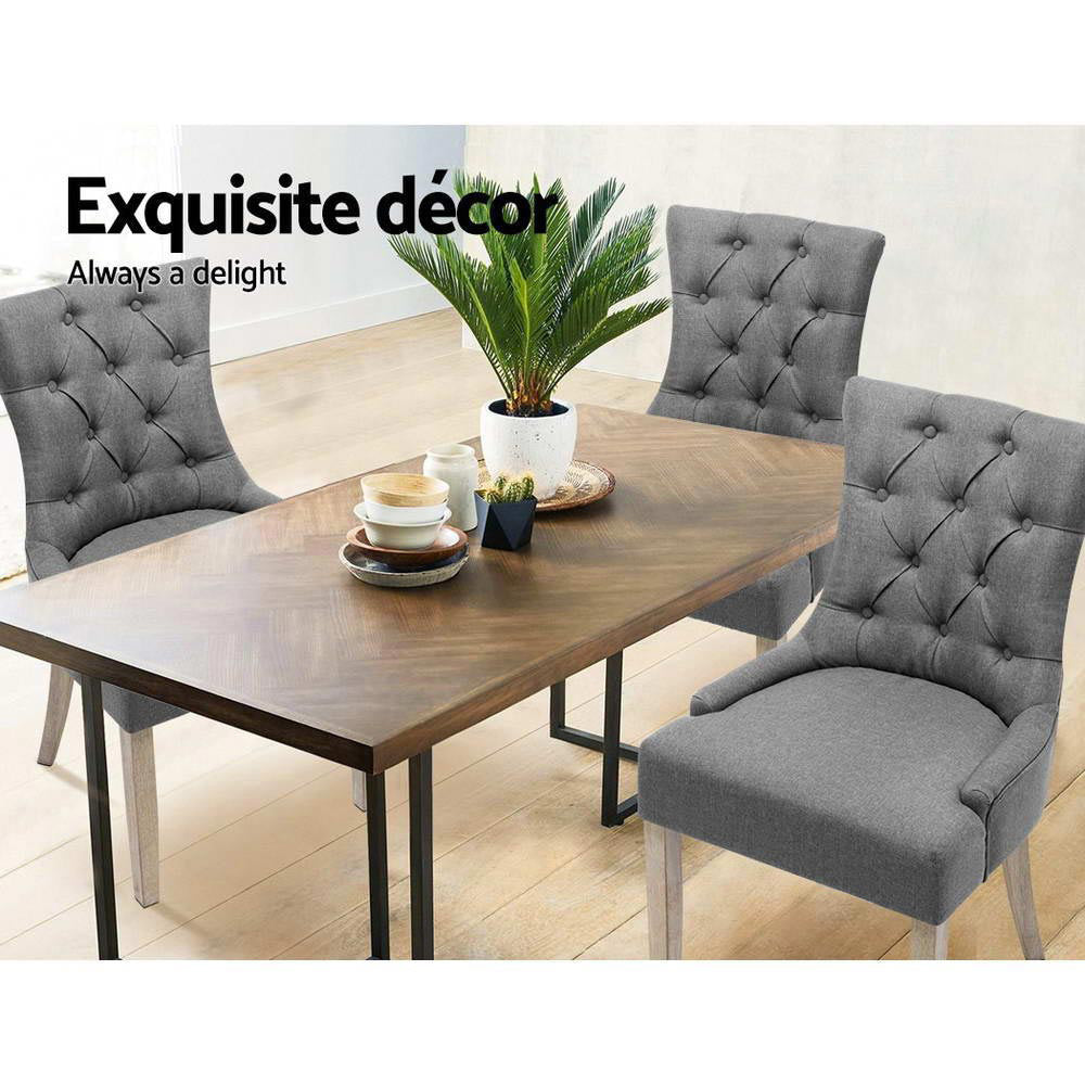 Chair Kingdom Set of 2 Dining Chair CAYES French Provincial  Wooden Fabric Retro Cafe